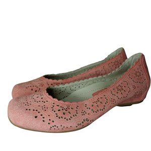 Earthies by Earth Women's US 6 Bindi Pink Leather Slip-On Ballet Flats Shoes